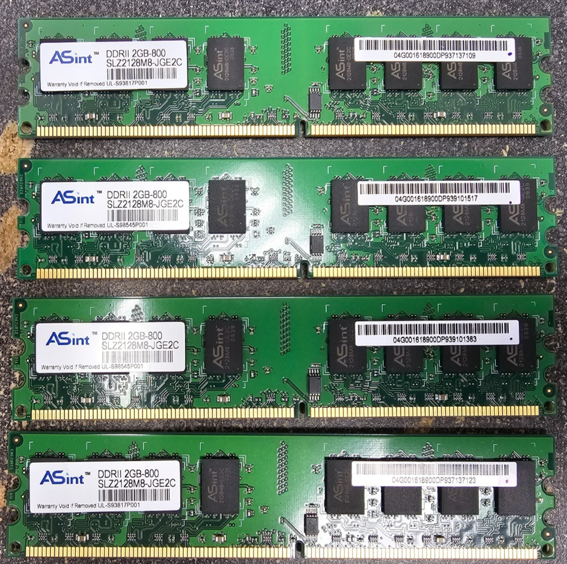 ASint DDR2 DDRII 2GB-800 4x2GB (8GB Total) SLZ2128M8-JGE2C RAM Desktop PC - USED