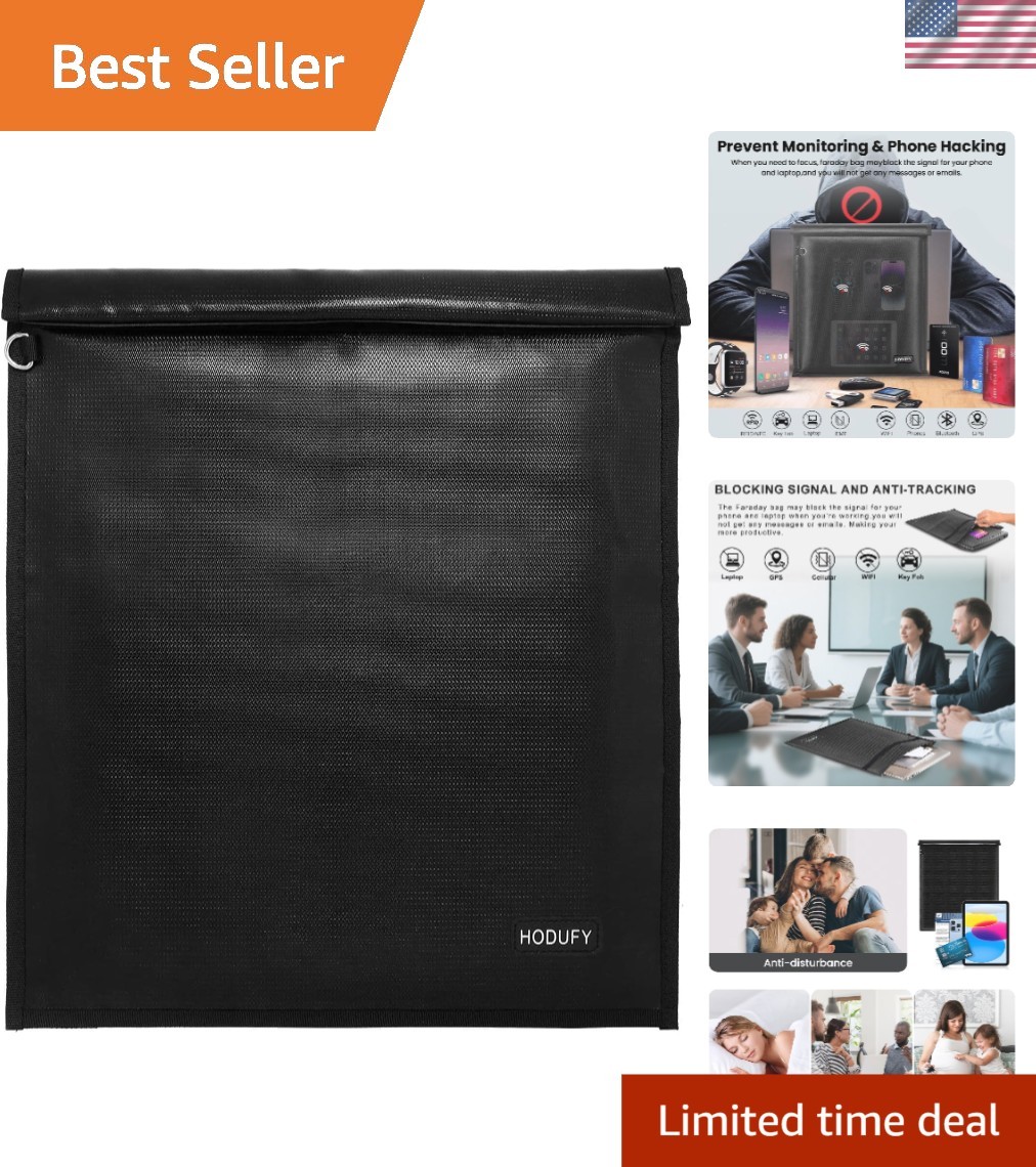 Extra-Large Fireproof Faraday Bag for Laptops (20x15 in) - Secure Signal Blocker