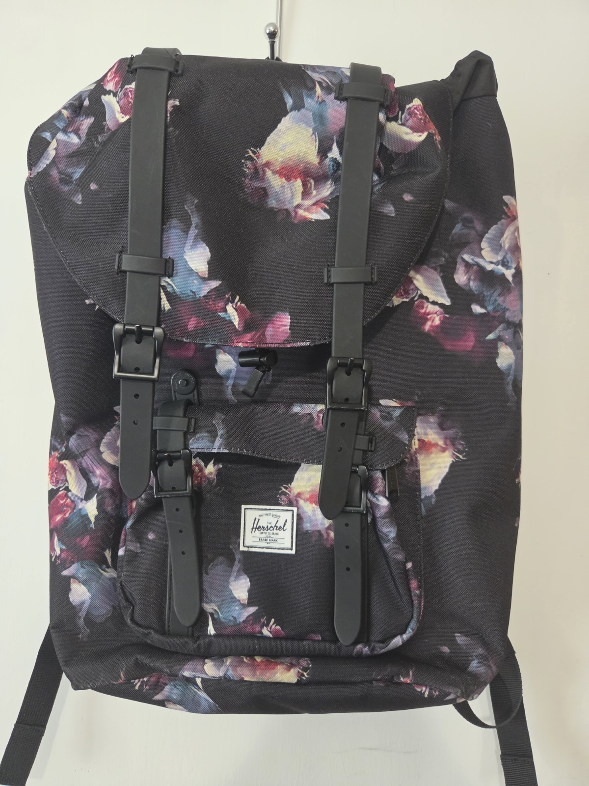 Herschel Little America Mid Volume Floral Backpack Black 13” Laptop Bag