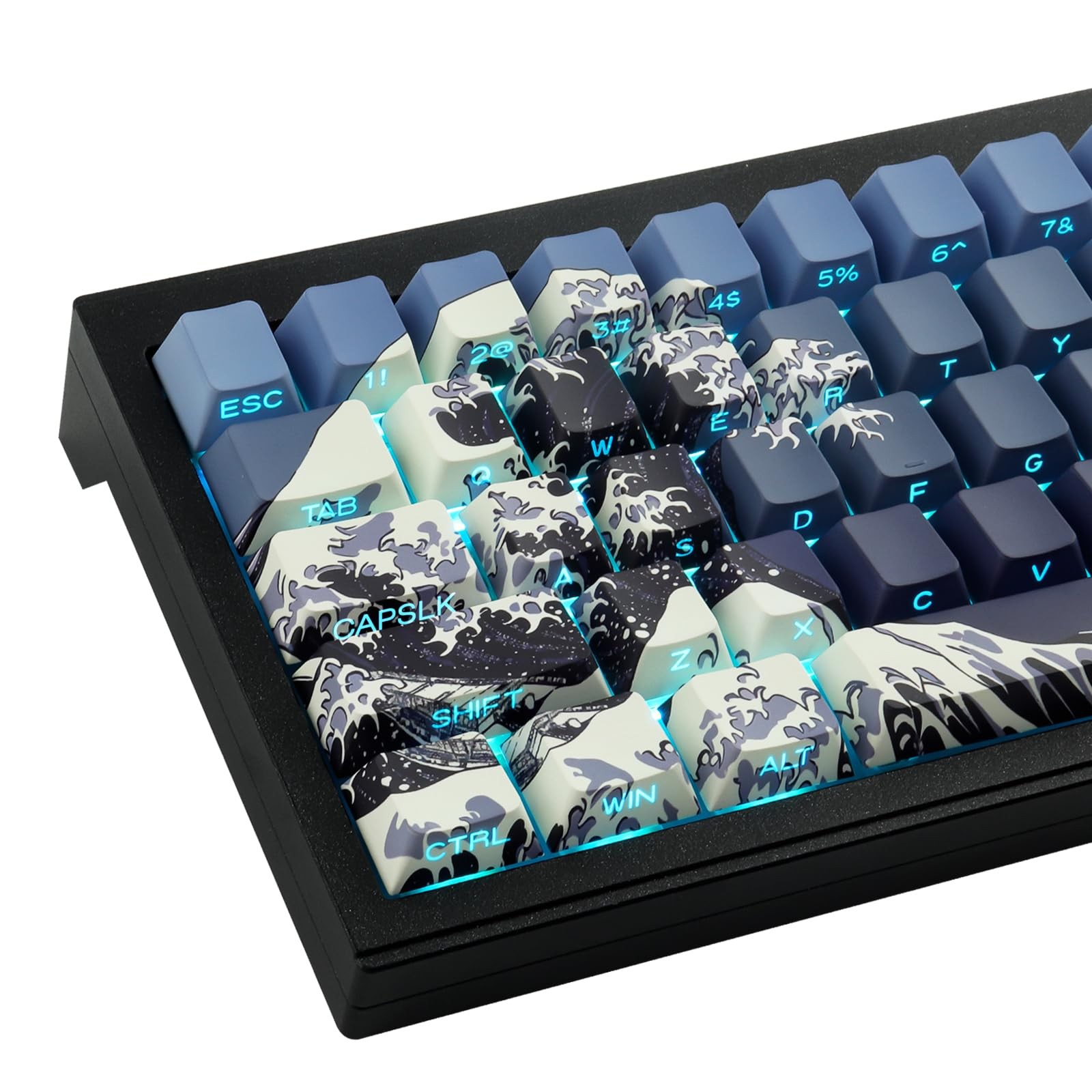 131 PCS PBT Side Print Keycaps 75 Percent Cherry Profile Dark Blue Set