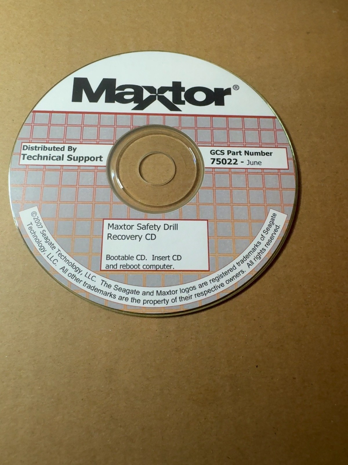 Maxtor Safety Drill Recovery Bootable CD Seagate 2007 Vintage Software