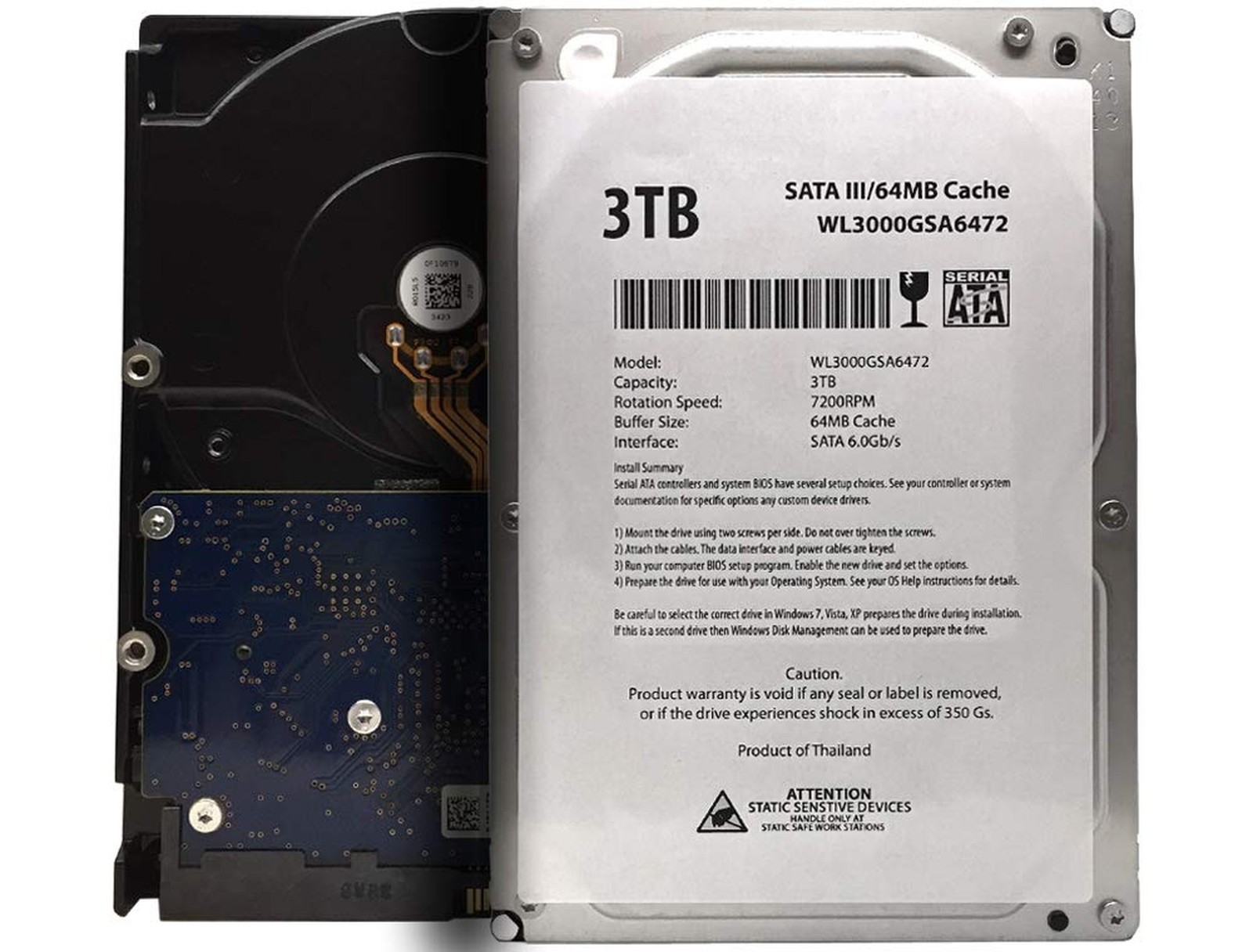 WL 3TB 7200RPM 64MB Cache SATA III 6.0Gb/s 3.5" Internal Desktop Hard Drive (...