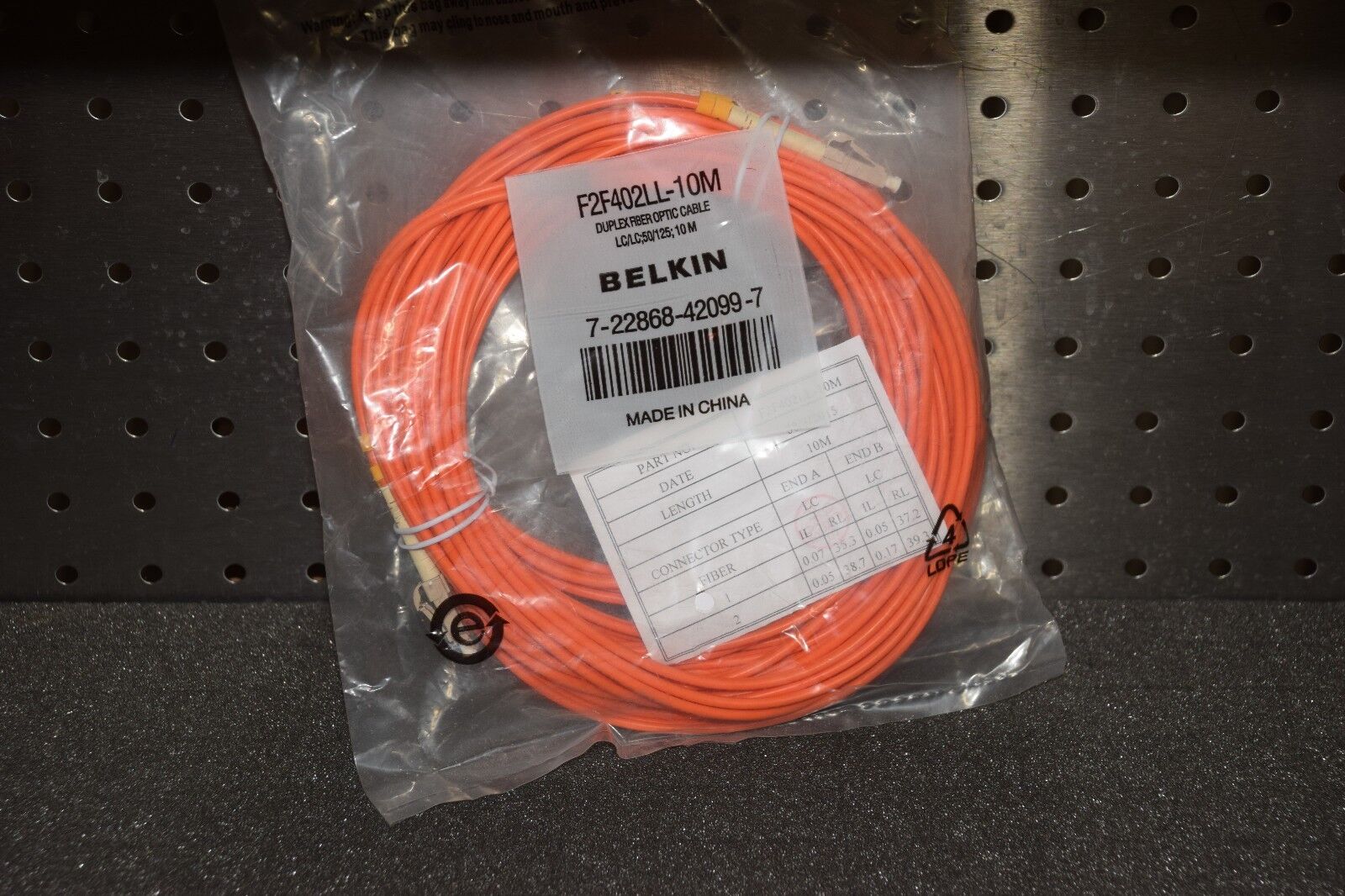 Belkin F2F402LL-10M Duplex Fiber Optic Patch Cable - LC Male - LC Male - 32.8ft