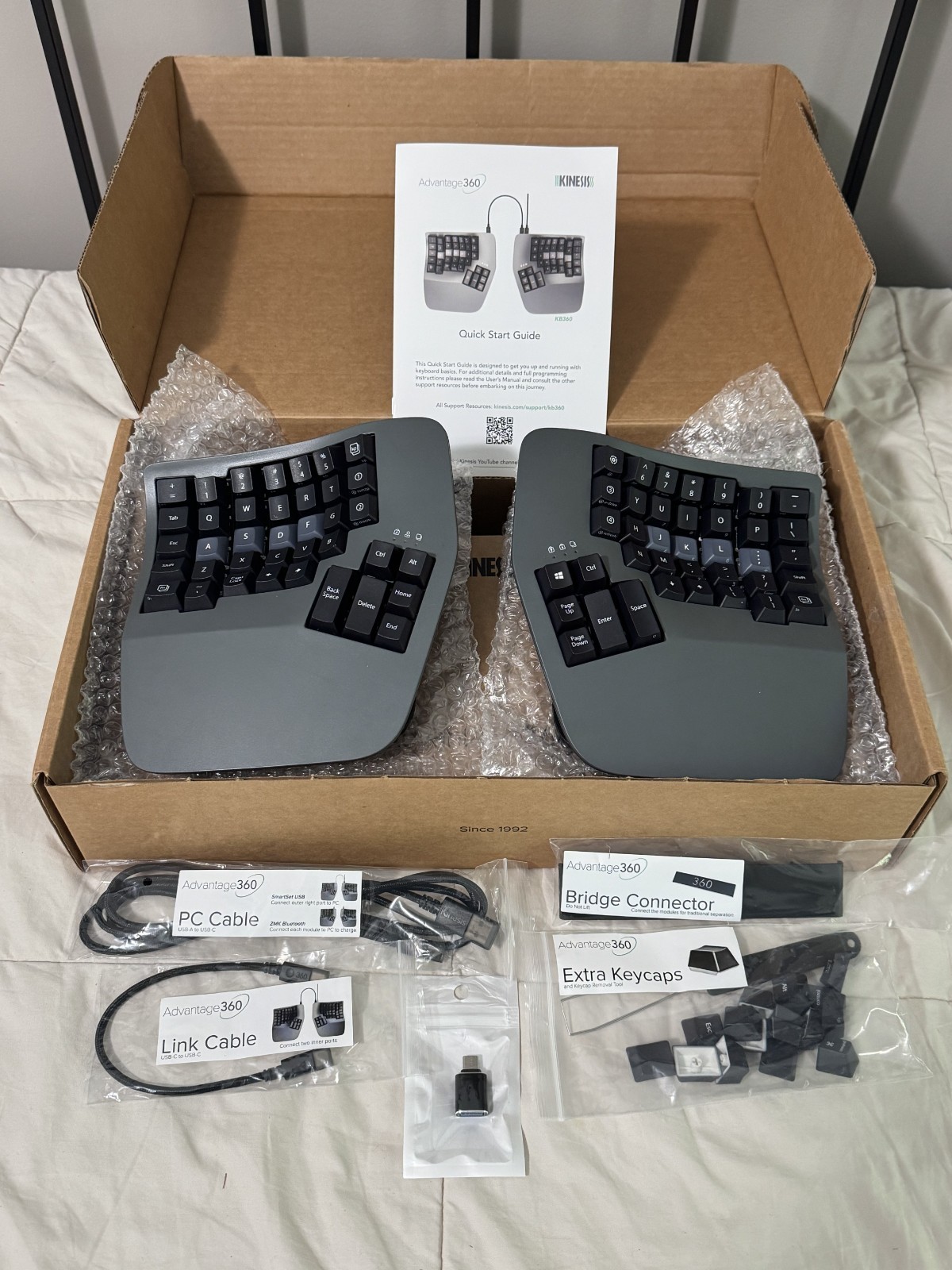 Kinesis Advantage360 SmartSet (KB360-GBR) - Open Box, Gray, USB, Programmable