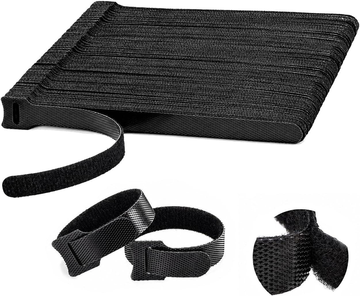 100PCS Hook and Loop Straps - 6 Inch Reusable Cable Ties | for Cable Management,