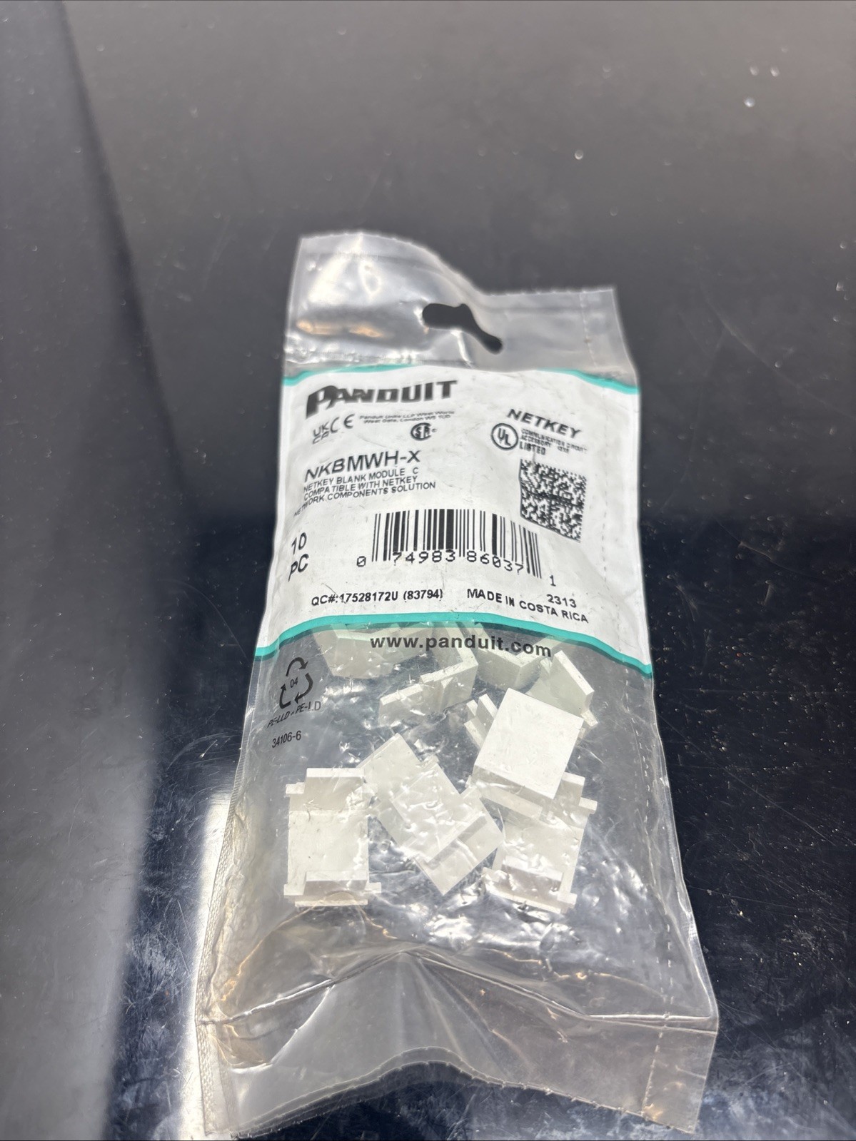 Panduit NKBMWH-X Netkey Blank Module, 10 Pack **Free Shipping**