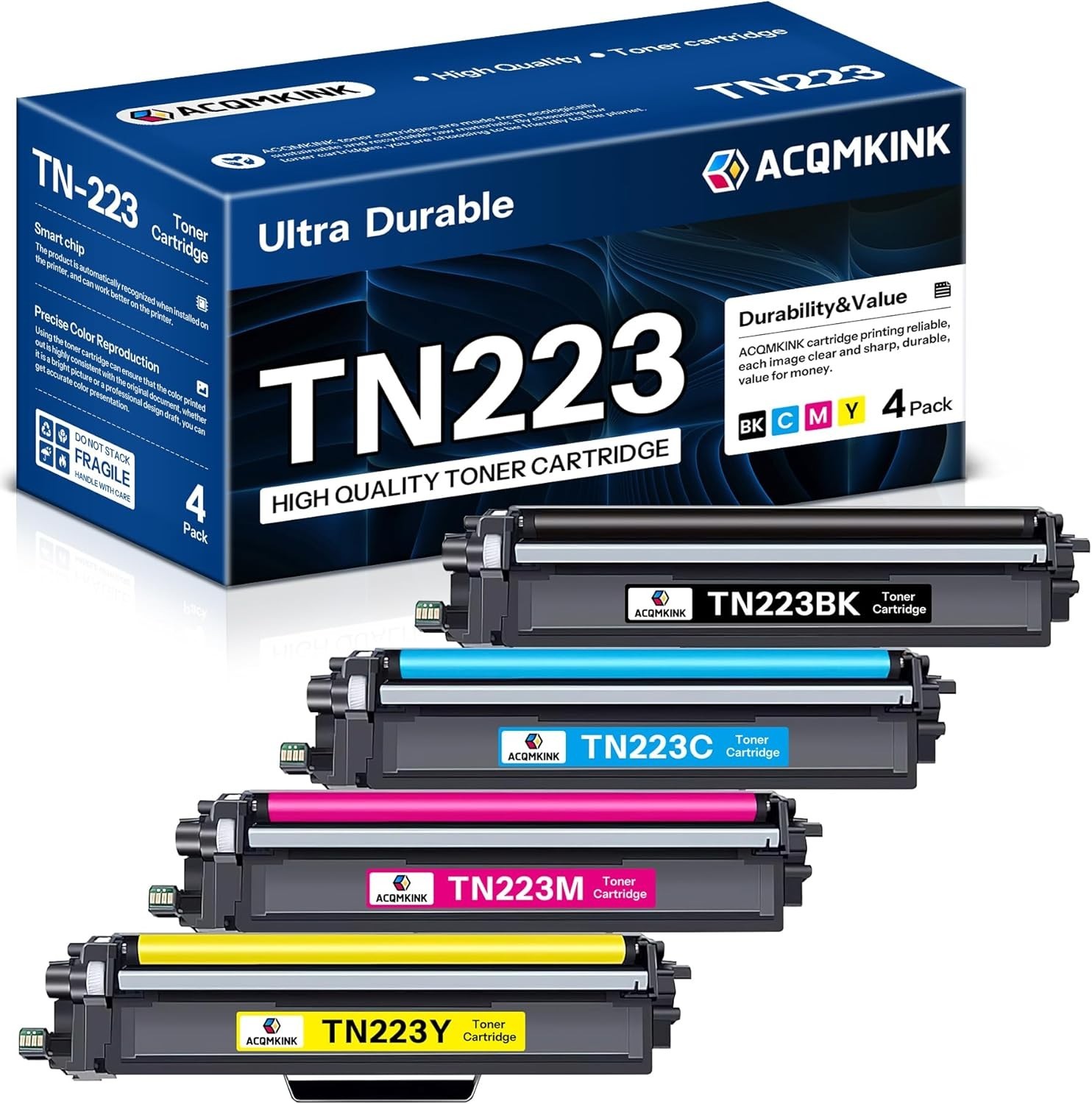 4 Pack Replacement Toner Cartridges TN223 TN-223BK C M Y for Brother HL-L3290CDW