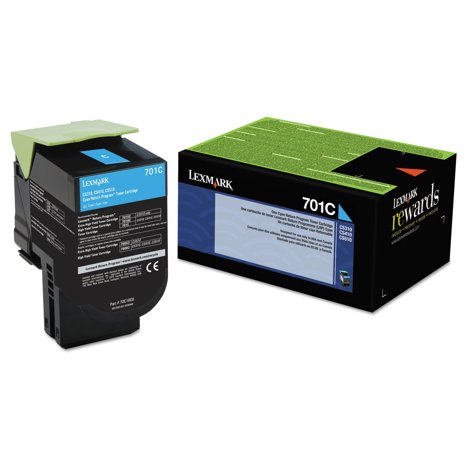 Lexmark 70C10C0 Toner (LEX-701C), 1000 Page-Yield, Cyan