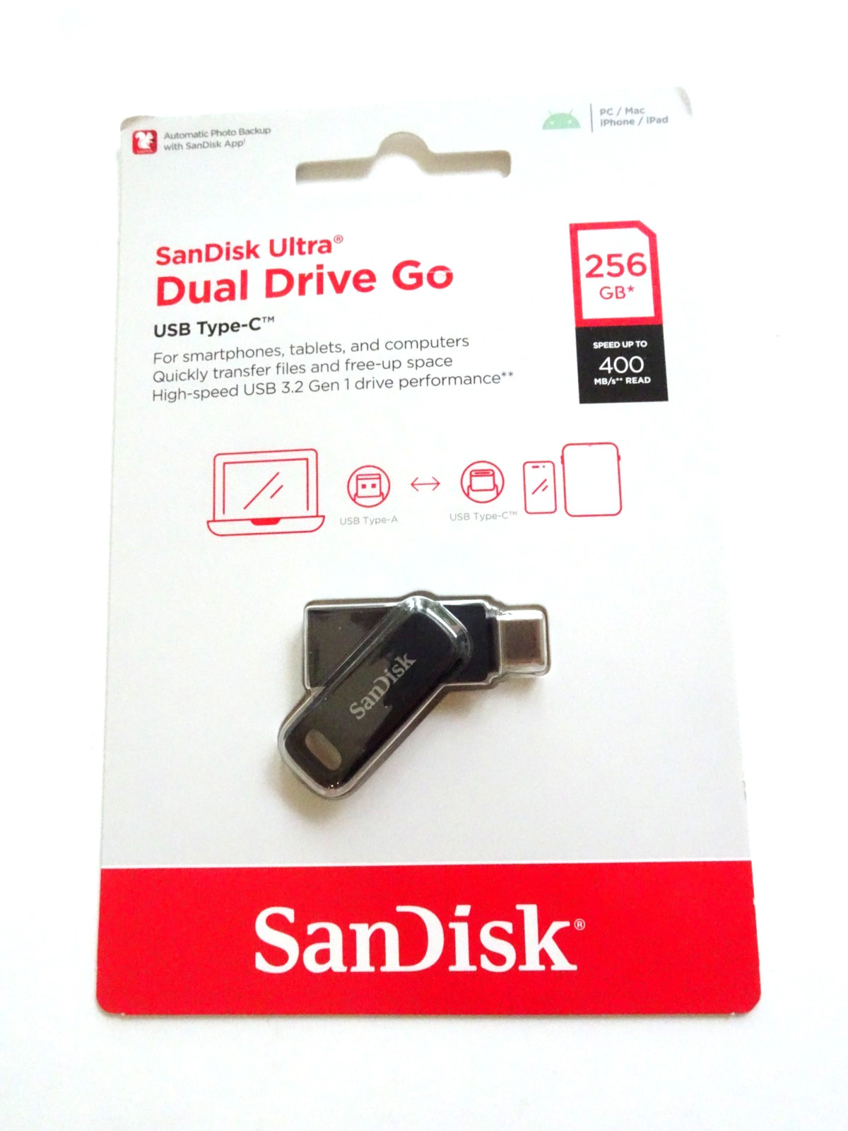 SanDisk Ultra 256GB Dual Drive Go USB Type-C Flash Drive (SDDDC3-256G-A46) NEW