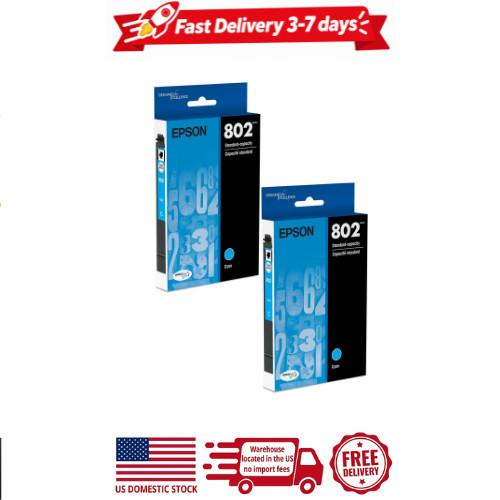 2 pack epson 802, cyan ink cartridges