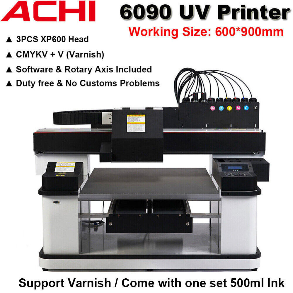 6090 UV Printer EPSON 3PC XP600/TX800 Automatic Flatbed Printing Rotary CYMK+V