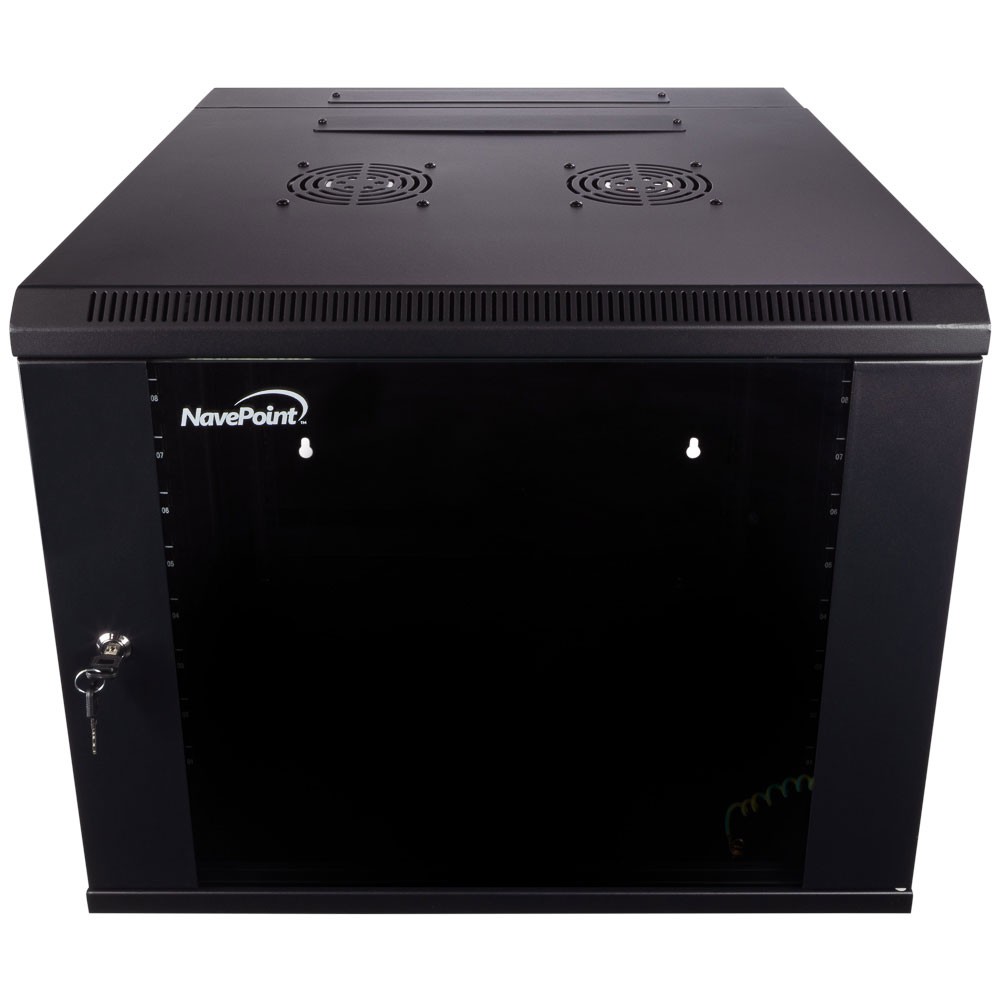 NavePoint Wall-Mount Network Cabinet for 19" IT Equipment, A/V, PERFORATED Door