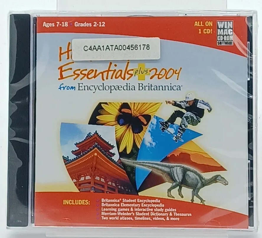 Homework Essentials Plus 2004 Encyclopedia Britannica Win/Mac CD-ROM New & Seale