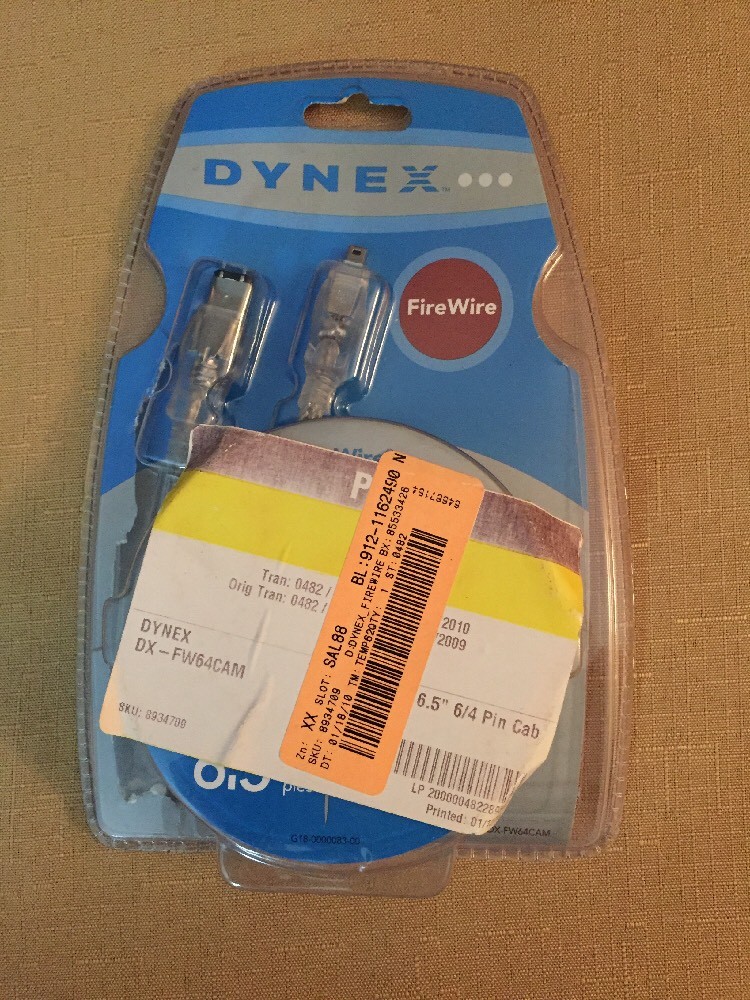  Dynex FireWire 6-Pin to 4-Pin Cable - 6.5ft (2M) DX-FW64CAM 