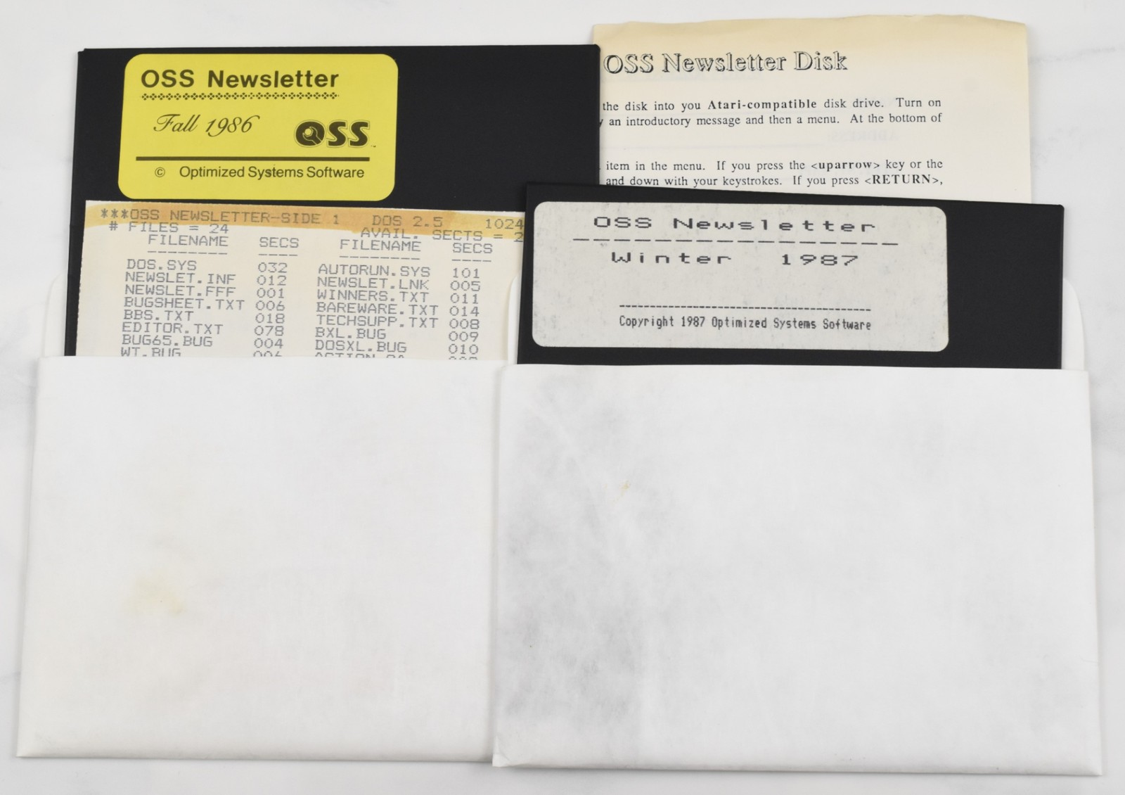 Set of 2 OSS Newsletter 5.5" Floppy Disks Atari 1986 & 1987 Vintage Collectible