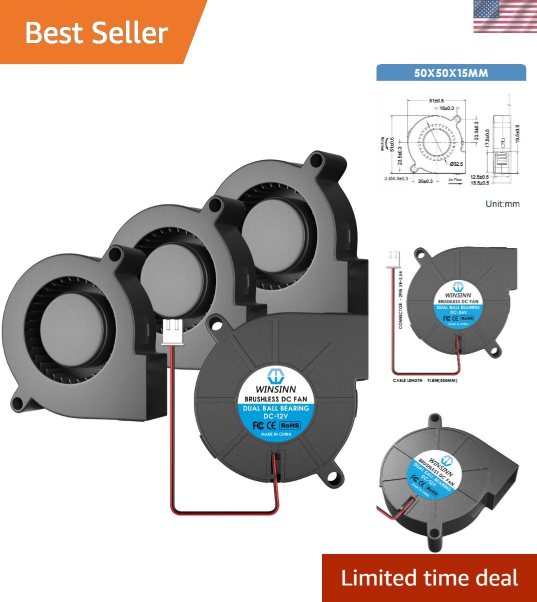 Efficient 12V Pocket-Sized Blower Fans - 3.23 CFM Airflow for Small Devices