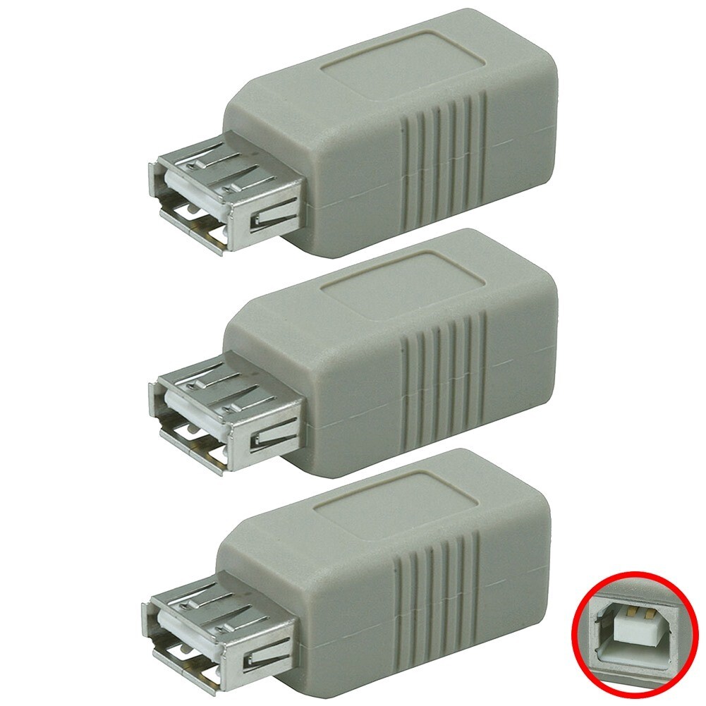 3 Pcs USB 2.0 Type A Female To USB Type B Female Adapter Converter Extender