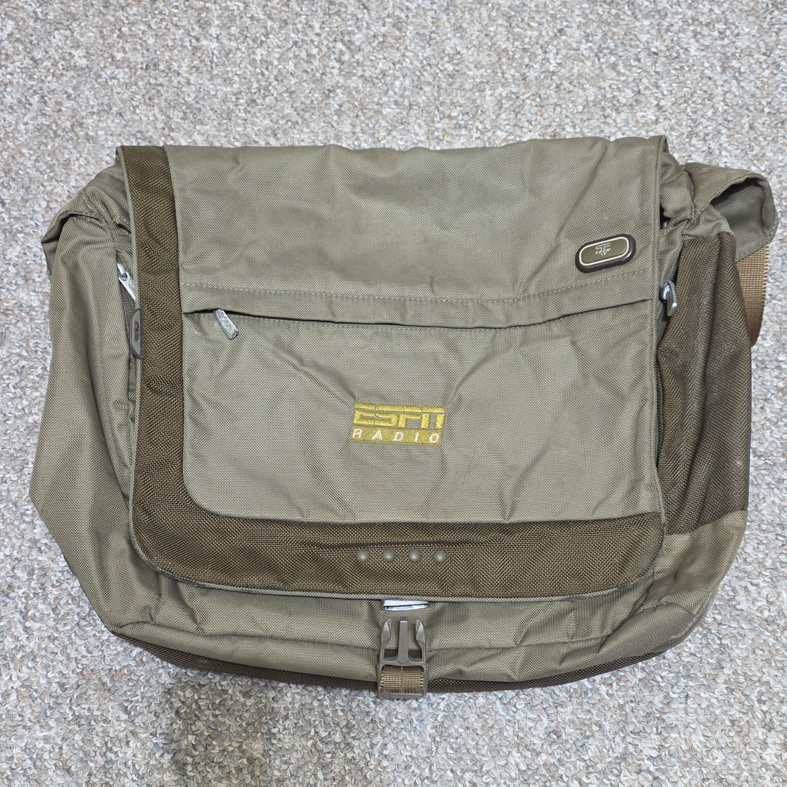Vintage TUMI Tech Messenger Bag ESPN Radio Promo Laptop Shoulder Bag Khaki Brown
