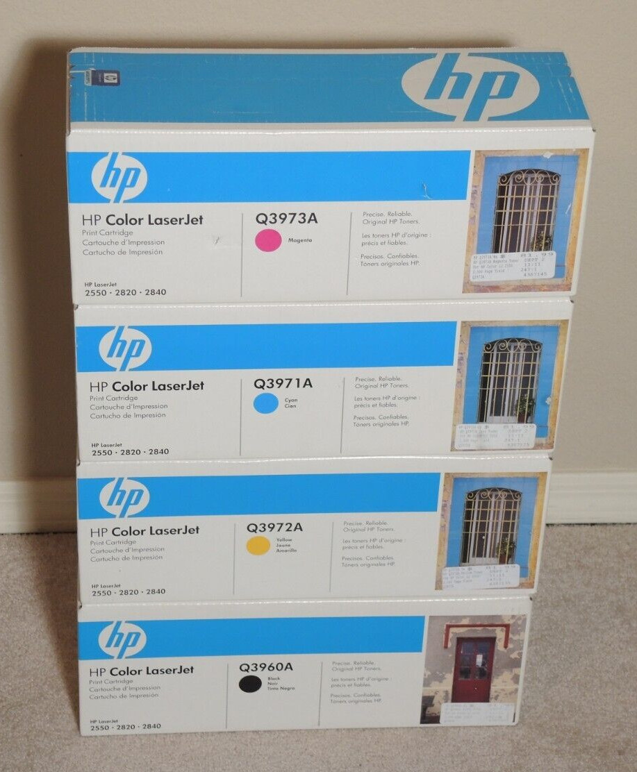 HP Genuine Set 4 Color Toner Q3960A Q3961A Q3962A Q3963A Laserjet 2550 2820 2840