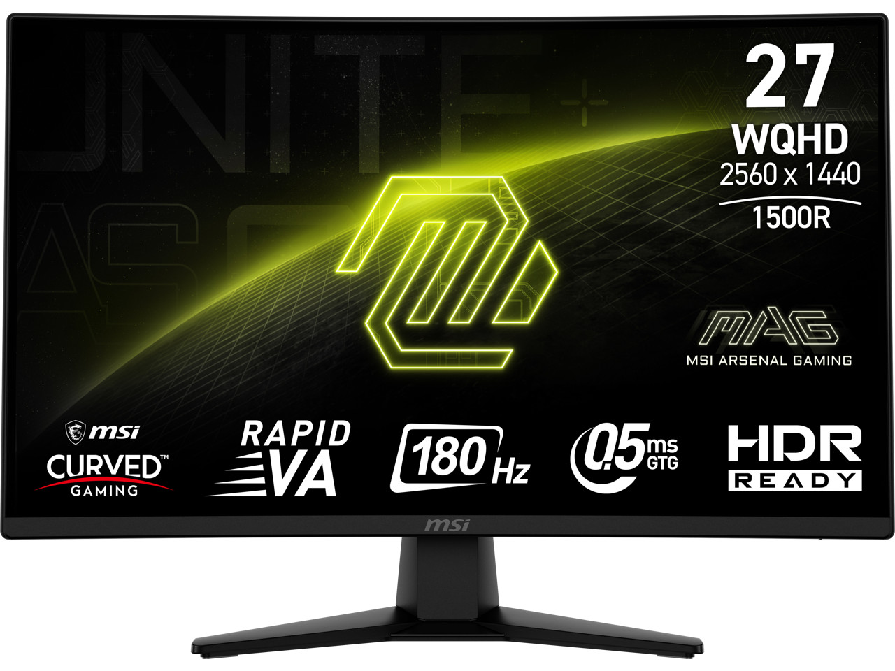 MSI 27" 180 Hz Rapid VA QHD Gaming Monitor Adaptive Sync 2560 x 1440 (2K) 89% Ad