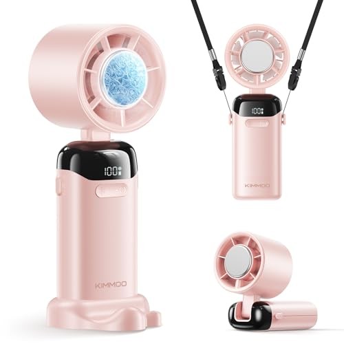 Handheld Portable Turbo Fan with Ice Cooler, Powerful 21000 RPM, Speed (1 Pink