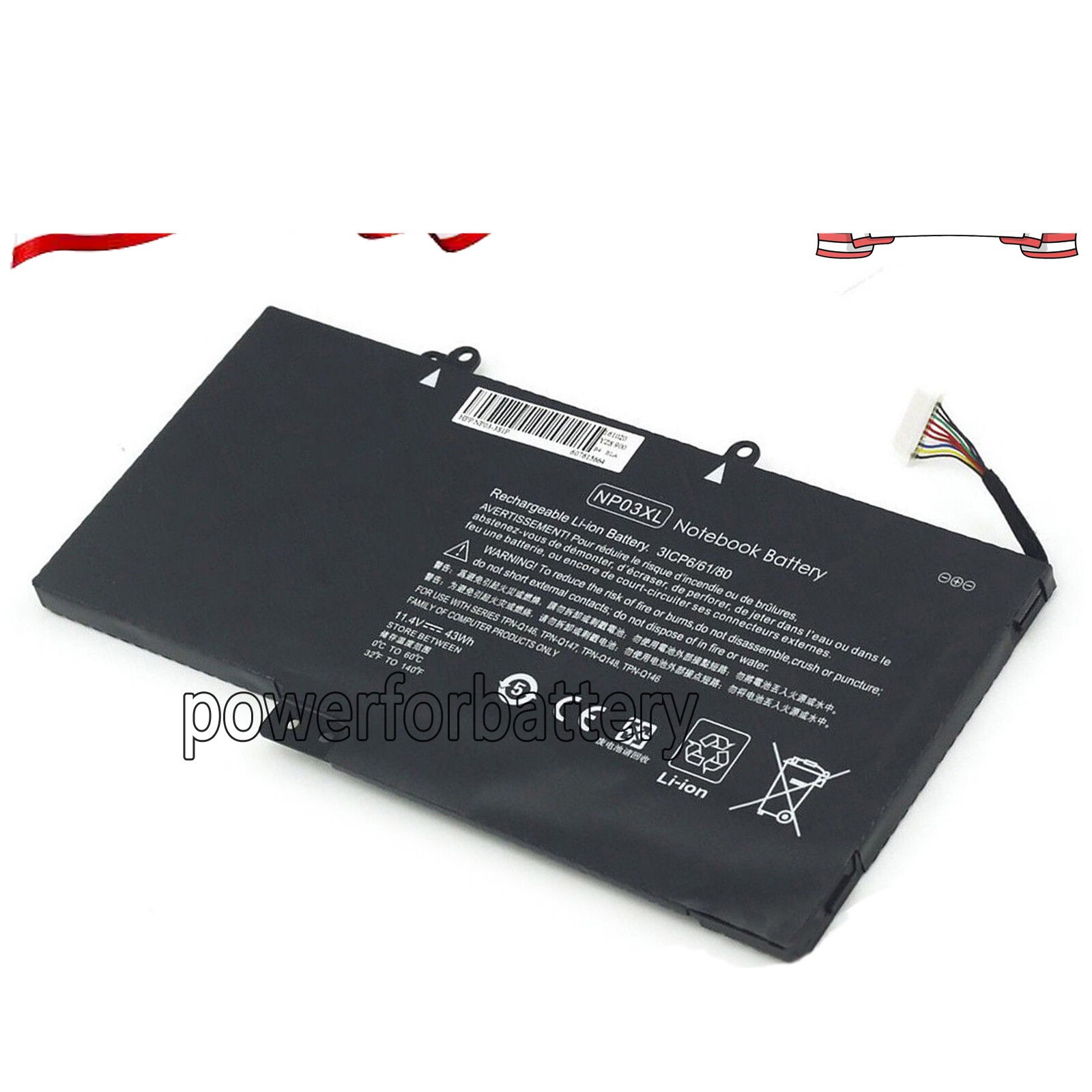43Wh NP03XL Battery For HP Envy 15-U010DX TPN-Q146 TPN-Q147 TPN-Q148 TPN-Q149