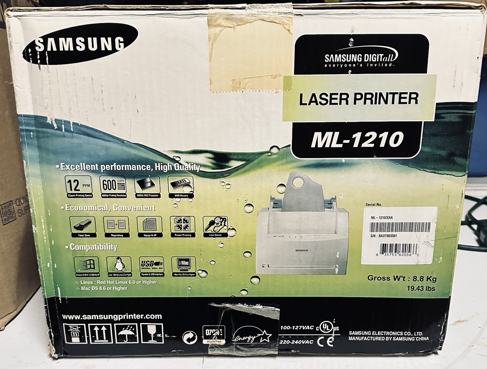 Samsung ML-1210 MONOCHROME LASER PRINTER New Sealed