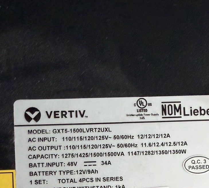 Vertiv Liebert 1500VA 1350W Tower Double-Conversion Online 120V GXT5-1500LVRT...