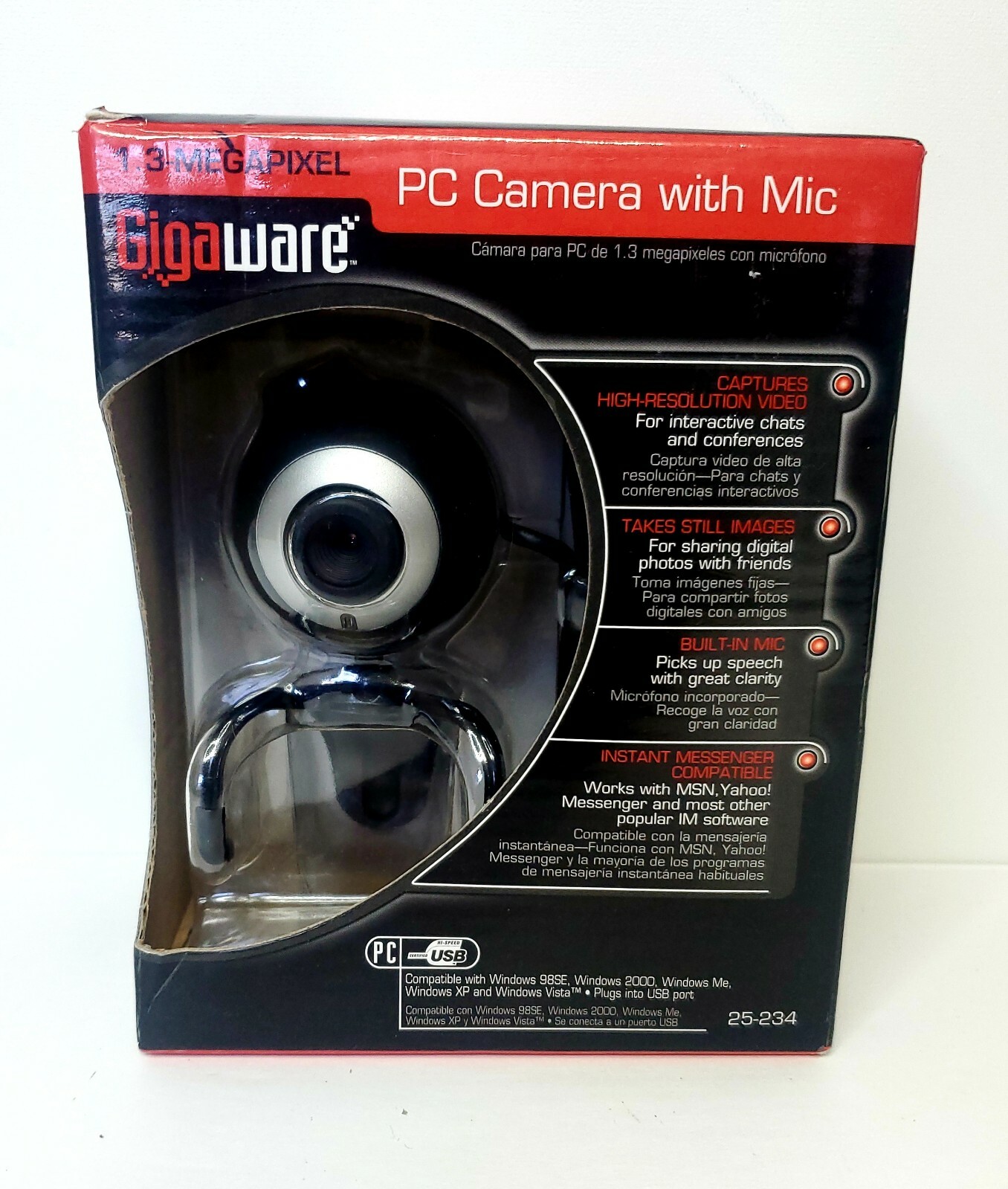 Gigaware PC Camera + Mic-25-234-1.3 Megapixel-Windows-USB Conncet-New in Box