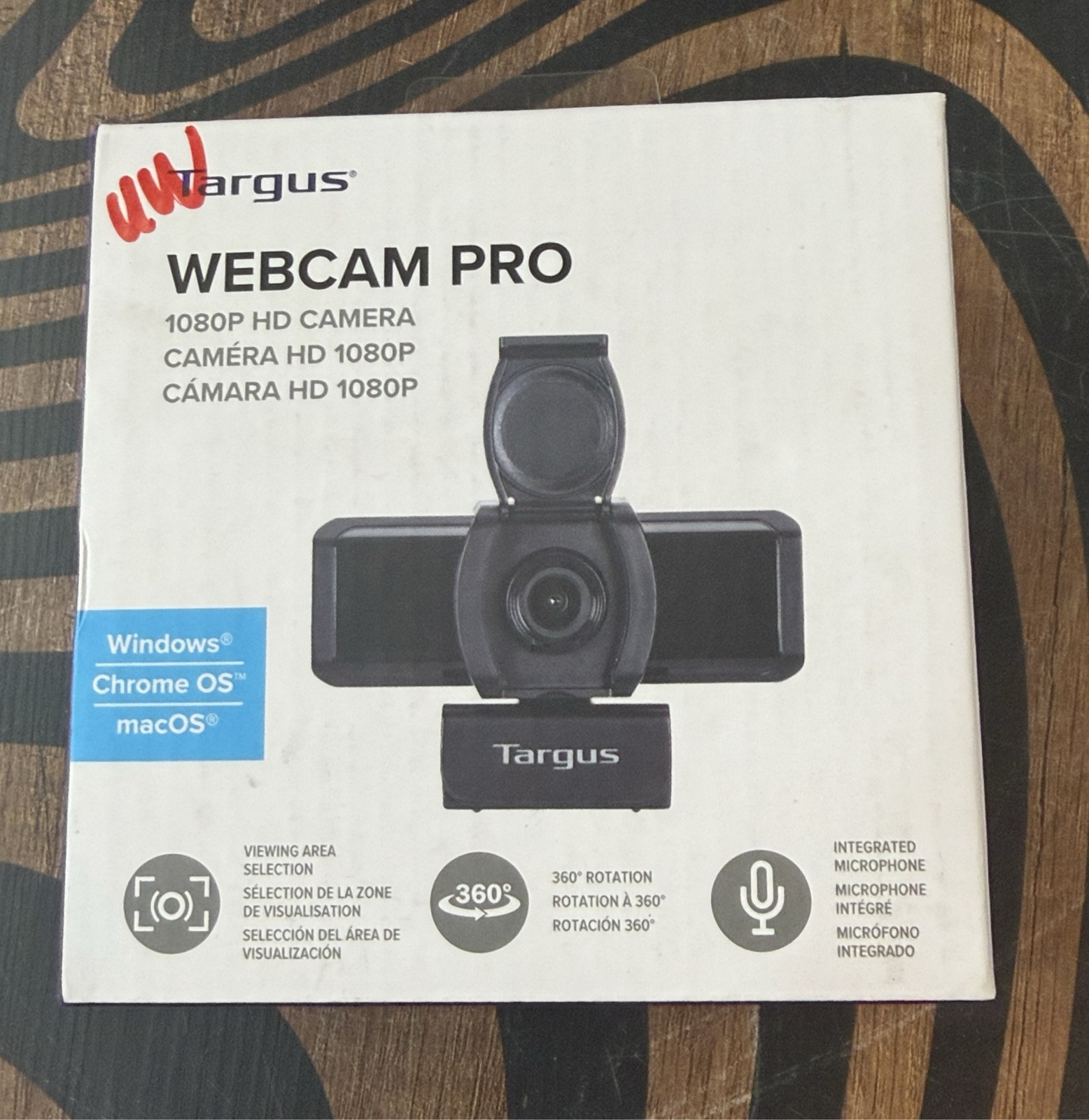 Targus Webcam Pro 1080P HD USB Camera with 360 Rotation & Microphone