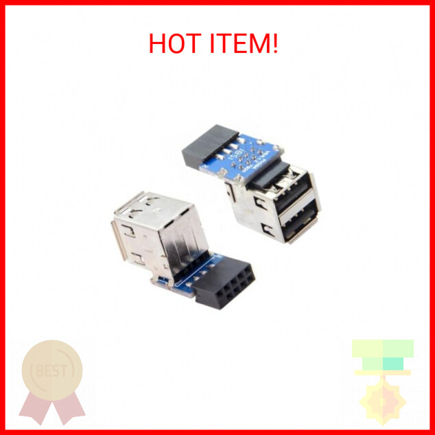 chenyang 2 Pack USB 2.0 Front Panel Header 9/10Pin 1 Male to 2 USB 2.0 Female Ma
