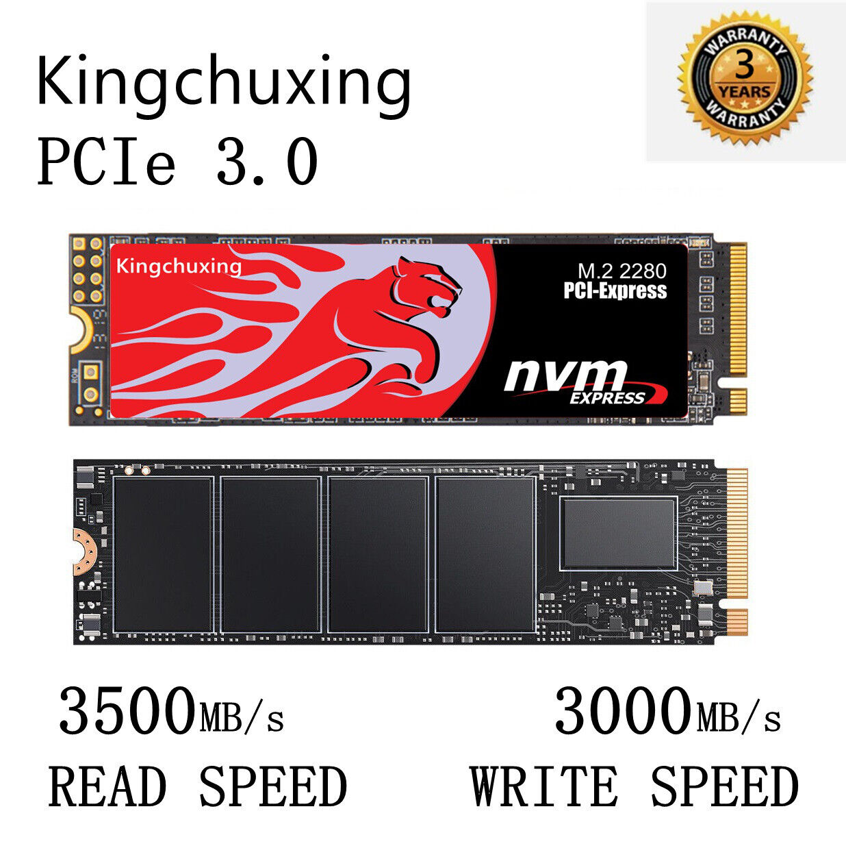 Kingchuxing 1TB M.2 NVMe SSD With Heatsink PCIe 3x4 Internal Solid State Drive