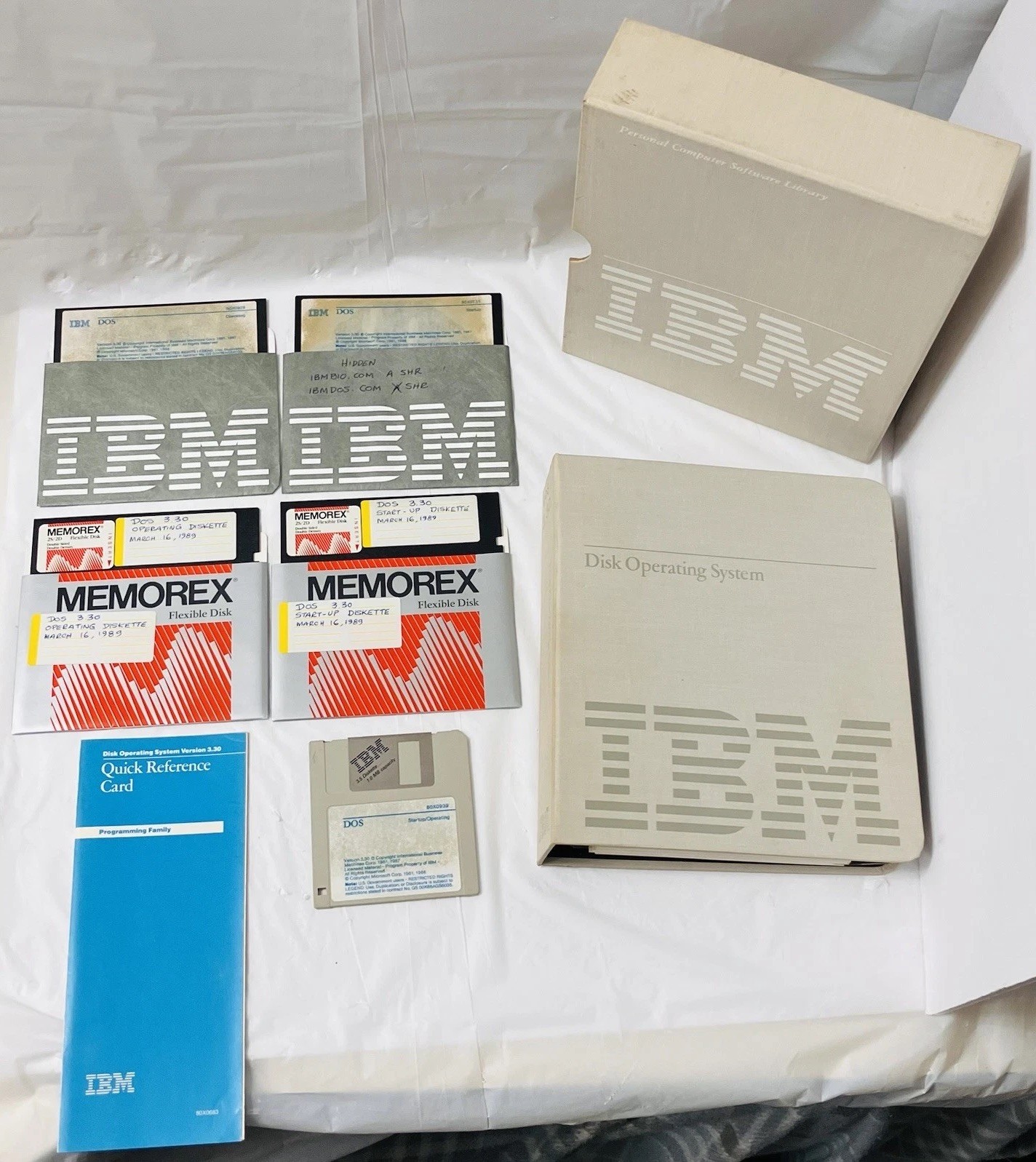 IBM DOS 3.30 Binder Manual Disk Set 1987 Slipcase 5 Floppies Vintage