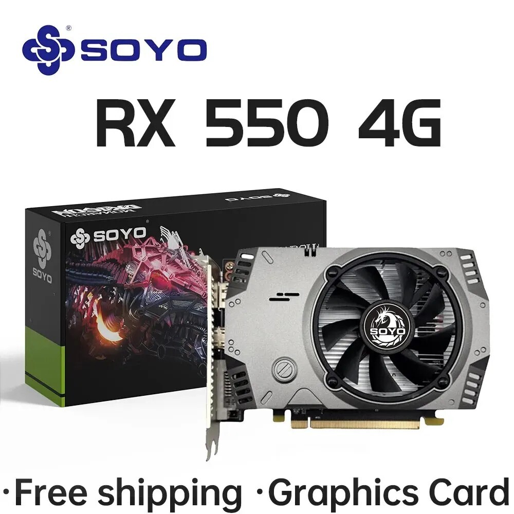 Graphics Card SOYO AMD Radeon RX550 4GB GPU GDDR5 14nm HDMI Desktop