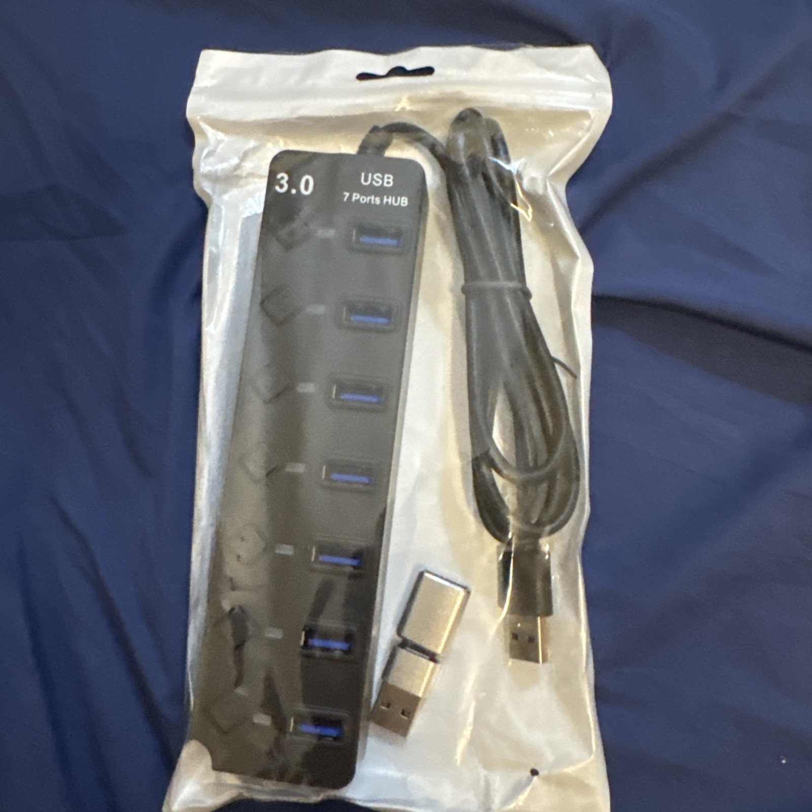 USB 3.0 Hub, PANPEO 7-Port Data Hub Splitter with 3ft Long Cable BLACK 