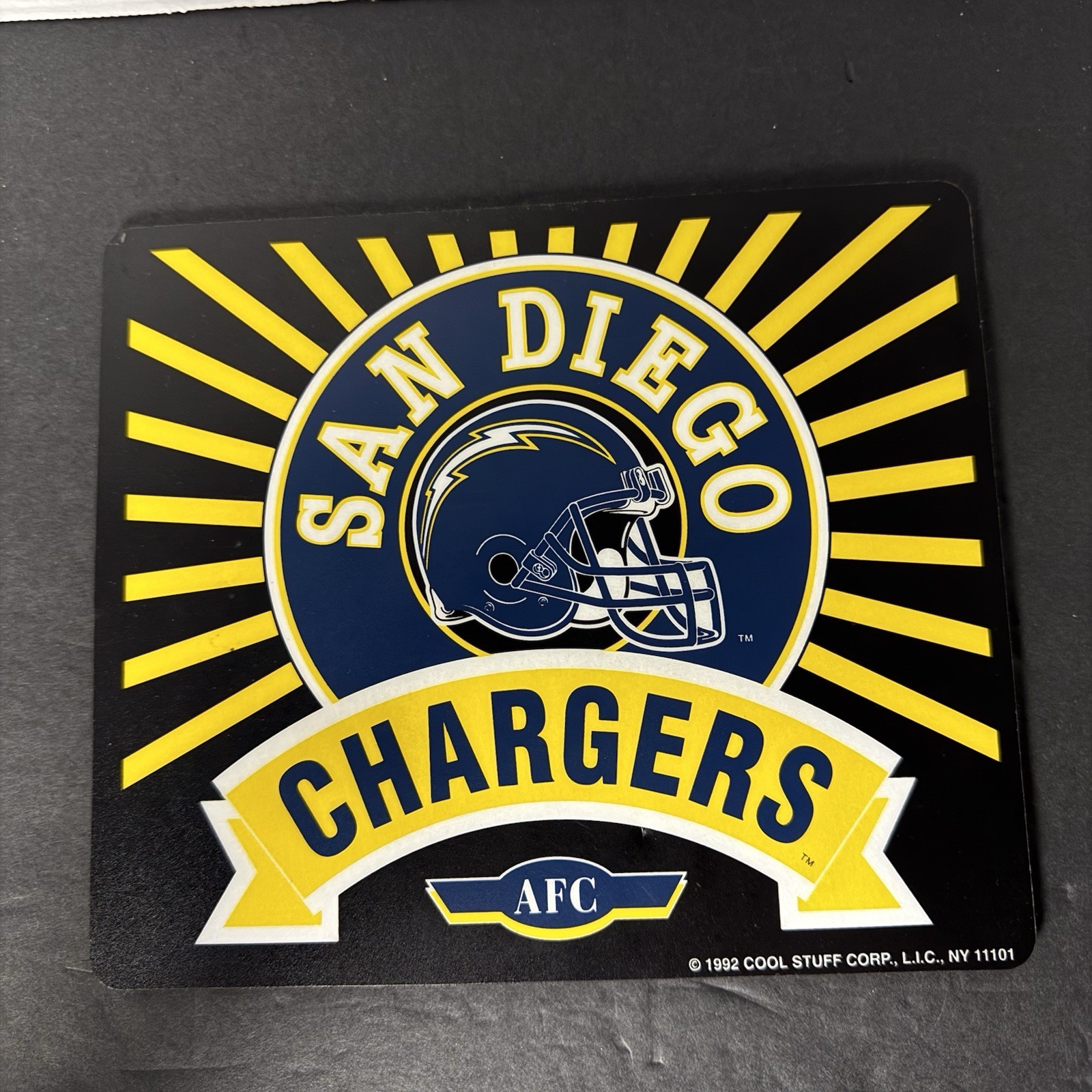 Vintage 1992 San Diego Chargers Computer Mouse Pad Cool Stuff Corp NFL Retro