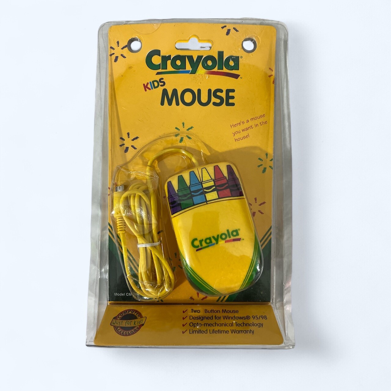 Vintage Crayola Kids Computer Rollerball Mouse CM100 w/ Disk Windows 95-98 NOS