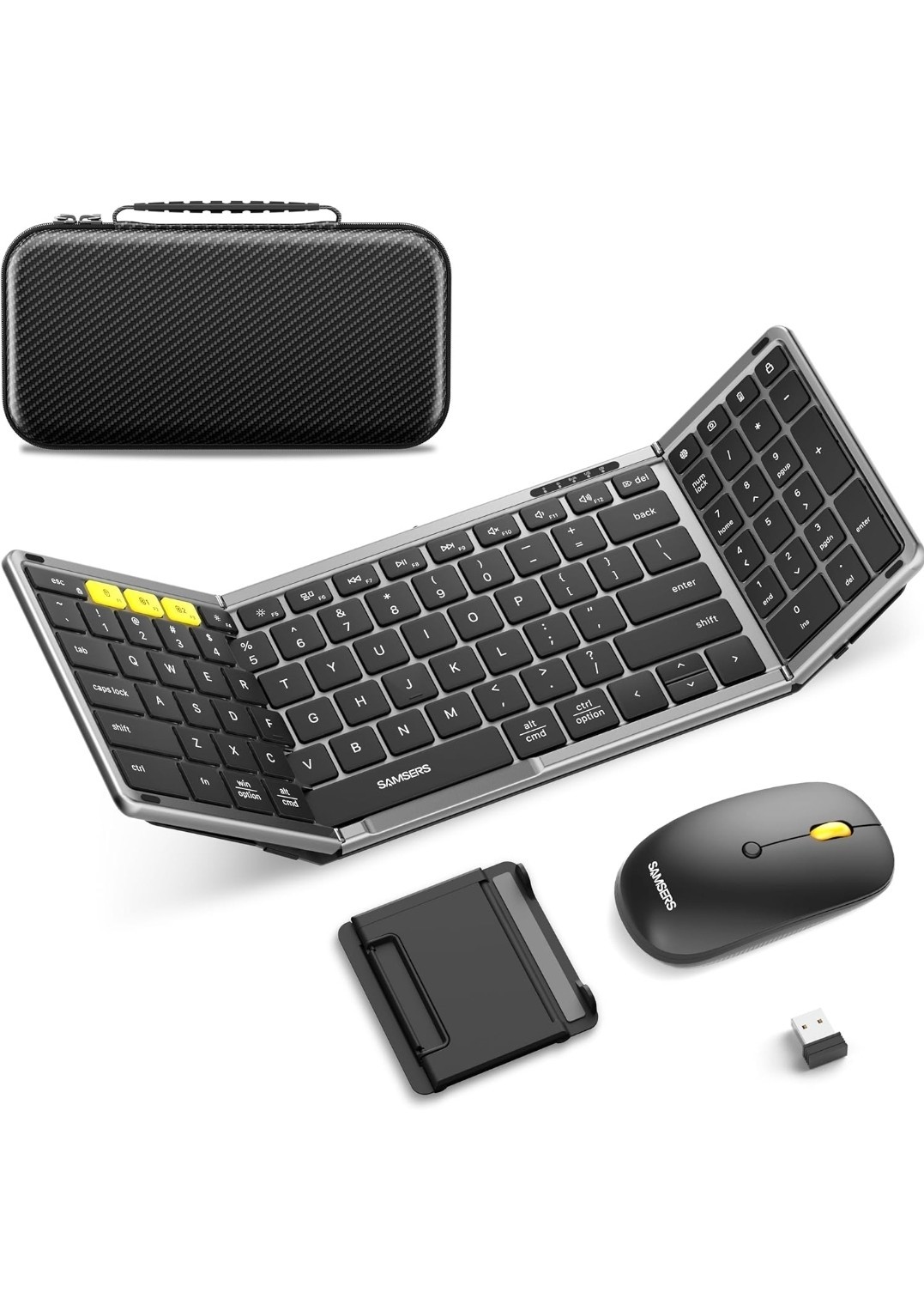 Foldable Keyboard and Mouse, Samsers Folding Bluetooth Keyboard Combo Full Size