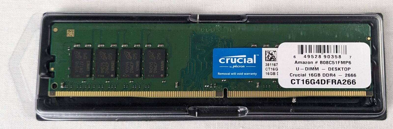 Crucial 16GB 2666 MHz DDR4 UDIMM PC4-21300 288-Pin 1.2V CL17 Desktop Memory