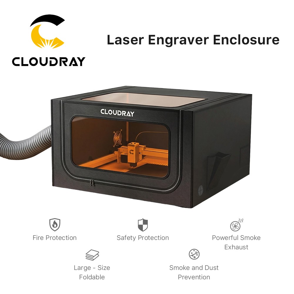 Cloudray Laser Engraver Enclosure Cover Smoke Exhaust Fan Dust Proof 16.3"x9.8"