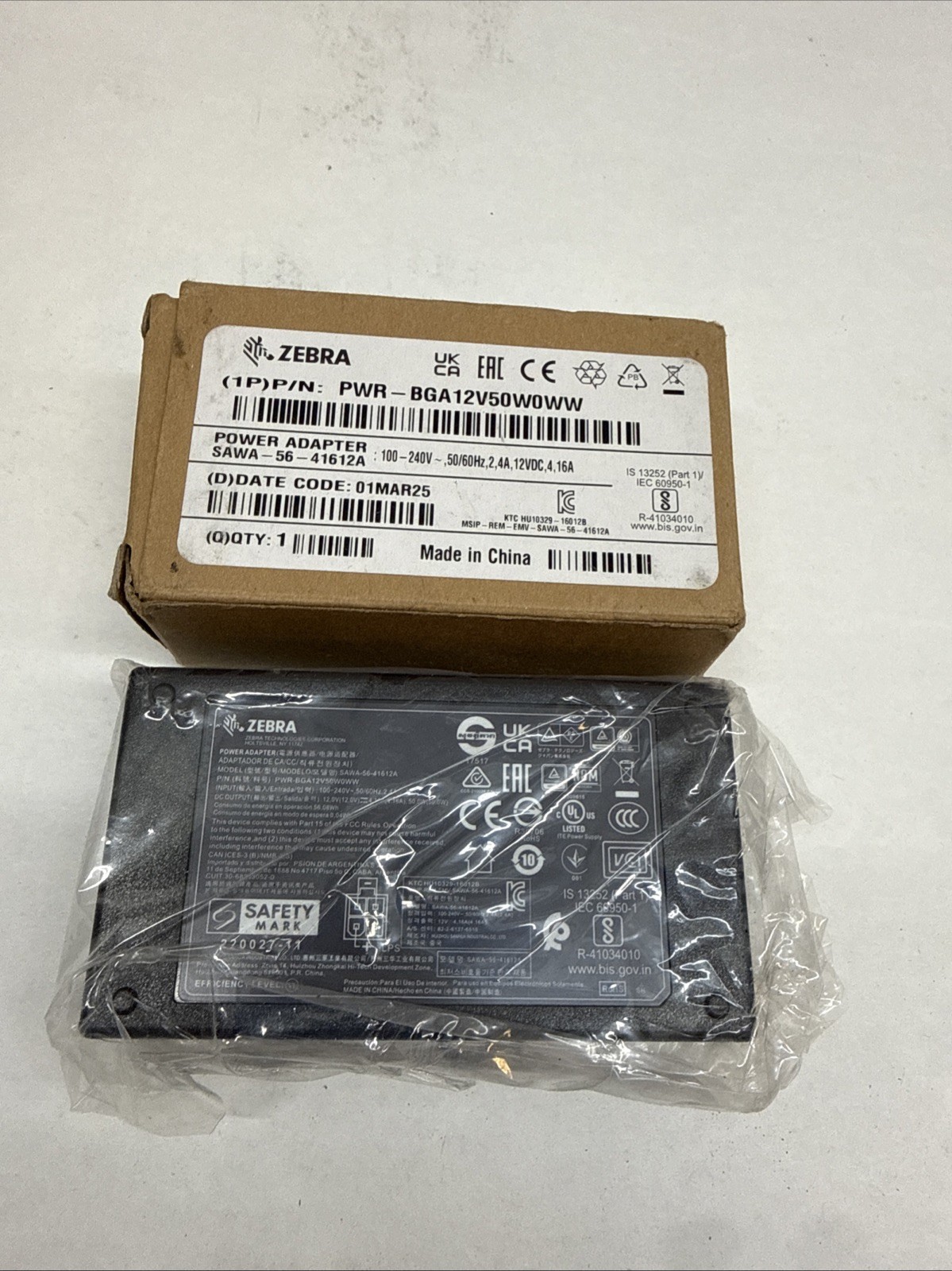 Zebra PWR-BGA12V50W0WW Power Adapter  Actual Picture