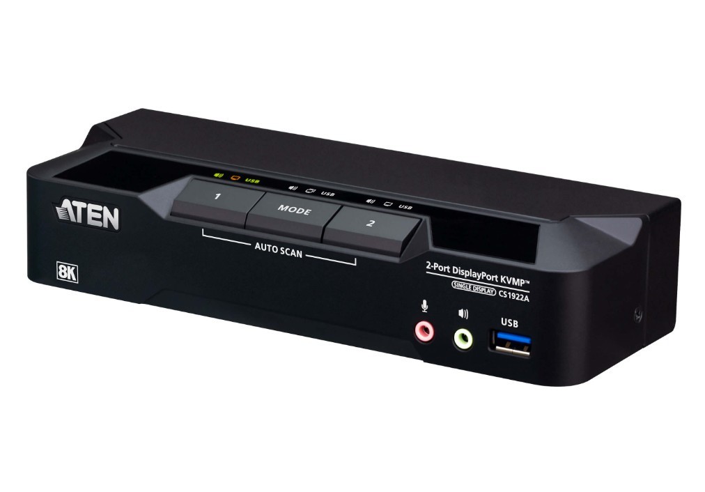Aten 2-Port USB 3.0 8K DisplayPort KVMP Switch, Up to 7680 4320 @ 60 Hz, 5120...