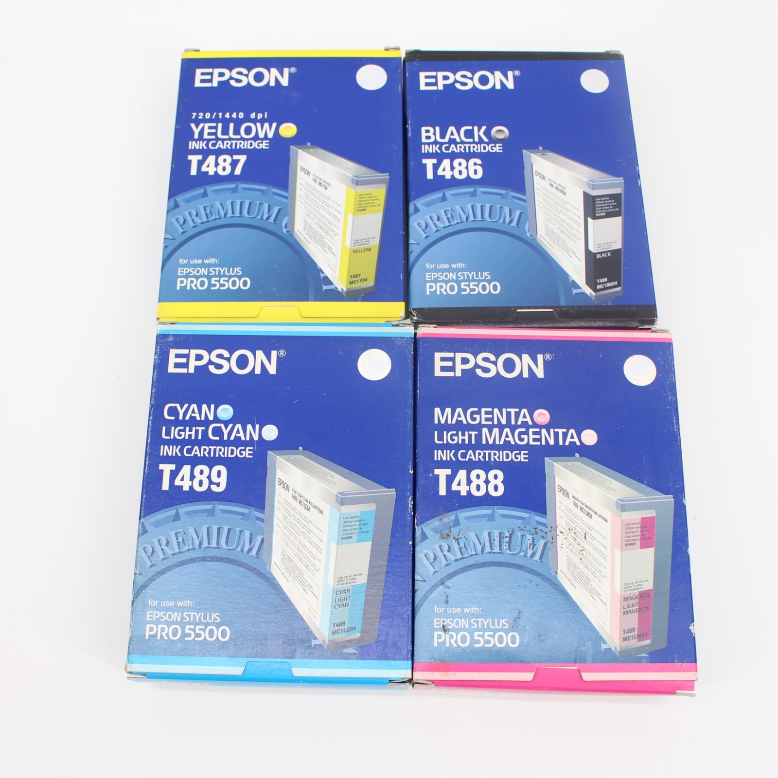 4x EPSON Stylus PRO 5500 Bundle lot Ink Cartridge T486 T487 T488 T489 NEW SEALED