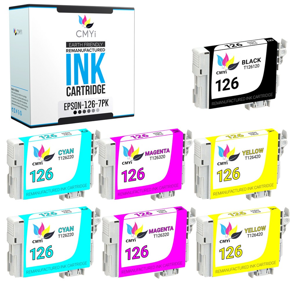 CMYi 7PK Replacement T126 Ink Cartridges for Epson Workforce 520 60 633 645 845
