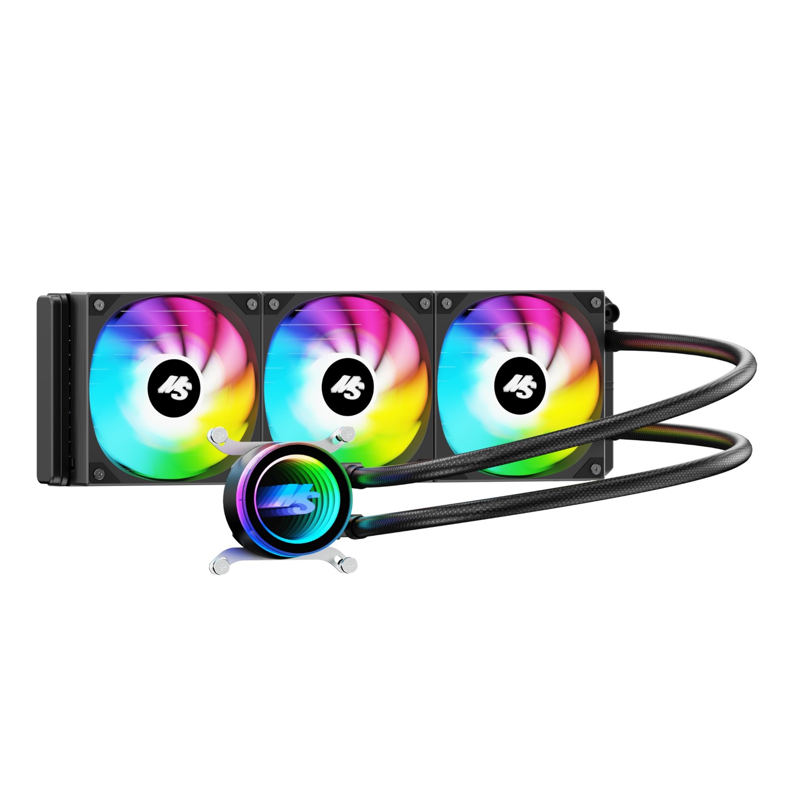AIO CPU Cooler, 360mm AIO with High-Speed Ceramic Bearing Pump, 3X PWM ARGB F...