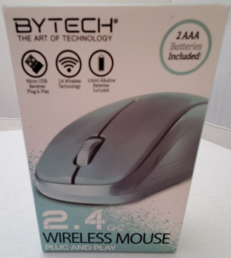 New BYTECH 2.4GHz WIRELESS MOUSE PLUG AND PLAY Light Blue