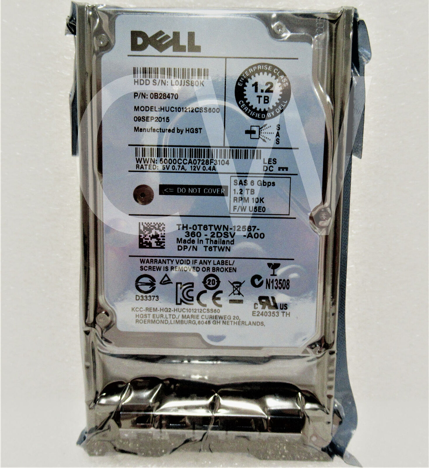 HUC101212CSS600 T6TWN Dell 1.2TB 10000RPM 6Gbps 2.5