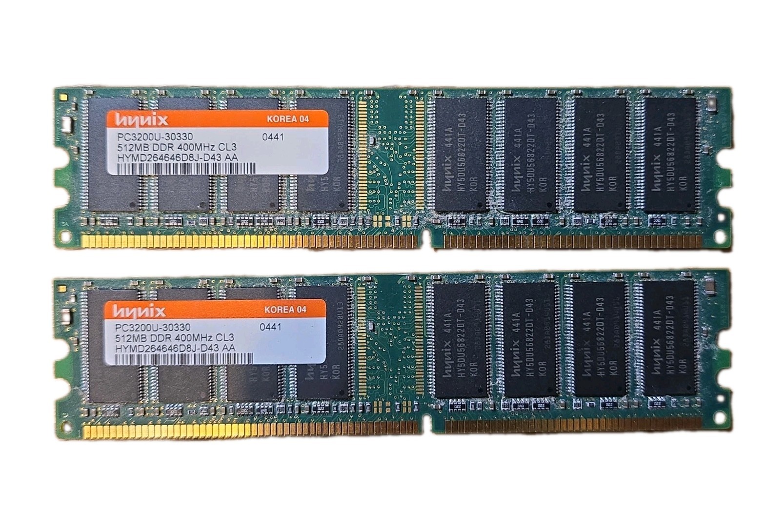 Hynix 1GB Kit 2x 512MB DDR-400 PC3200U Desktop RAM HYMD264646D8J-D43