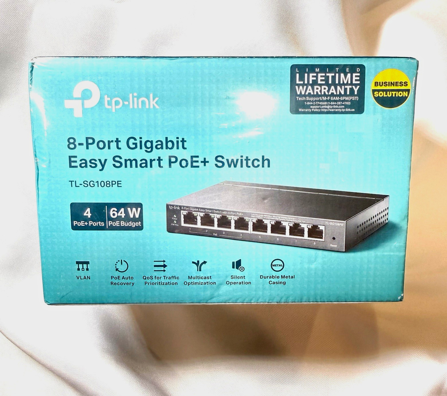 TP-LINK TL-SG108PE 8-Port Gigabit Easy Smart Managed PoE+ Switch 4-Port 64W