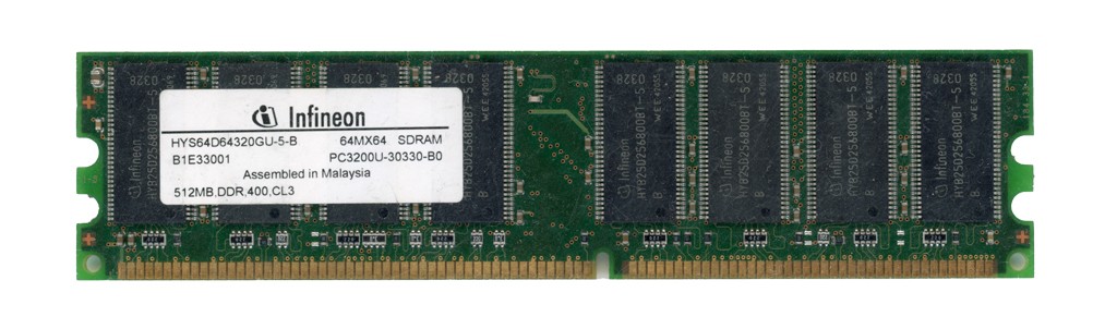 MEMORY INFINEON 512MB DDR PC3200U 400MHz HYS64D64220GU-5-B Non-ECC